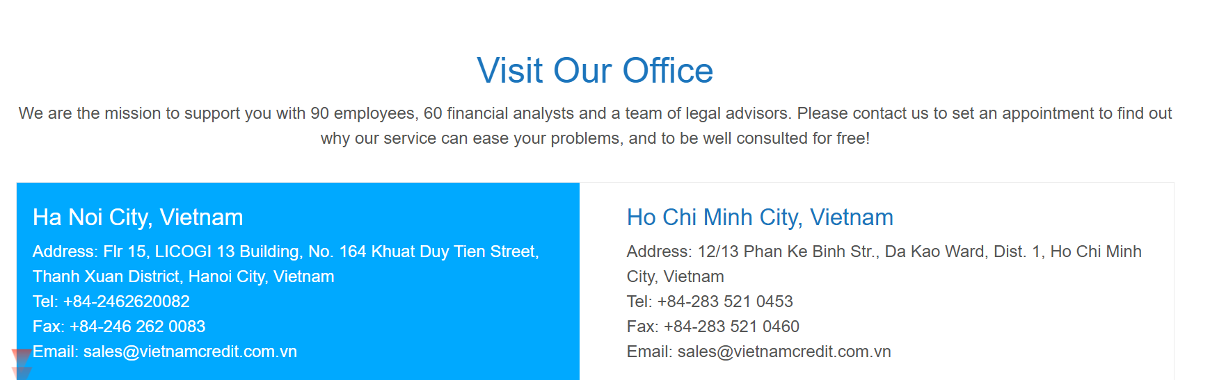 VietnamCredit Office - Business Information